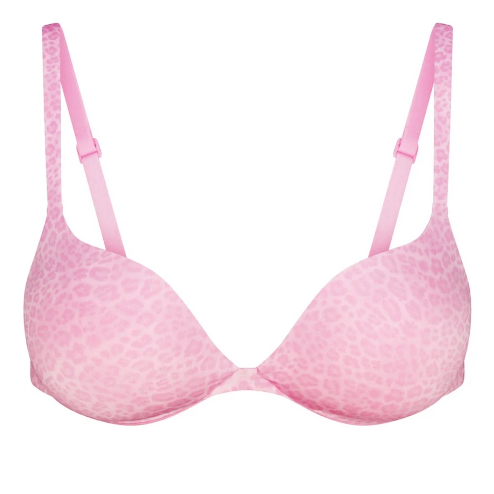 SKIMS TEARDROP PUSH-UP BRA 38 B LIMITED EDITION: BUBBLE GUM LEOPARD PRINT
